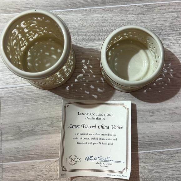 Lenox pierced China votives 2 pieces decorated with 24 karat gold - Picture 6 of 6